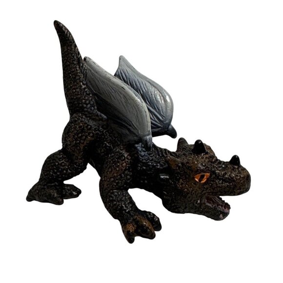 Black & Gray Winged Dragon Figurine 2003 CHH 32 Baby Dragon 2.5"L Fantasy Toy - Picture 1 of 7